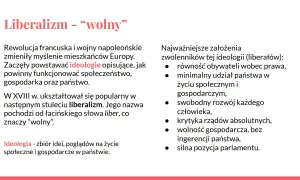Liberalizm, czyli wolność, to ideologia z XVIII w. promująca równość, swobodny rozwój człowieka i wolność gospodarczą.