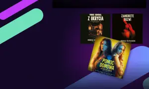 Okładki książek Freidy McFadden: "Pomoc domowa. Z ukrycia", "Zamknięte drzwi" i "Pomoc domowa".