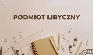 Podmiot liryczny – kluczowe cechy liryki. Notatnik, ołówki, linijka i spinacze na jasnym tle.