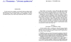 Strona tytułowa "Umowy społecznej" Rousseau. Rozważania nad epistemologią ustroju społecznego i prawem.