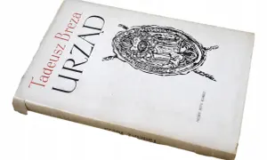 Okładka książki Tadeusza Brezy "Urząd" z pieczęcią.