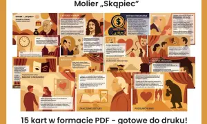 Skąpiec bohaterowie: Harpagon, jego dzieci Eliza i Kleant, oraz ich otoczenie. Komedia Moliera ukazuje zgubne skutki chciwości i materializmu.