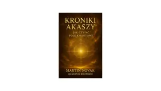 Okładka książki "Kroniki Akaszy. Jak czytać pole kwantowe" Martina Novaka, z mistycznym, złotym wzorem.