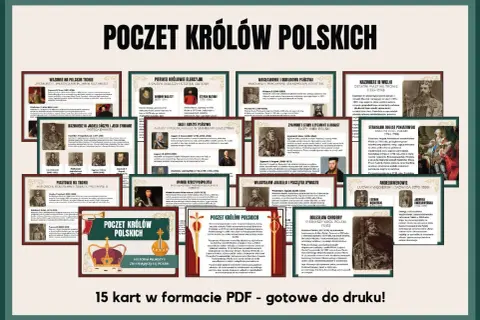 Poczet królów polskich: od Piastów po Poniatowskiego. Ilustrowana historia władców Polski, 15 kart PDF.