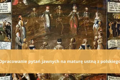 Obraz przedstawia taniec śmierci, danse macabre, gdzie szkielety prowadzą ludzi w tan.