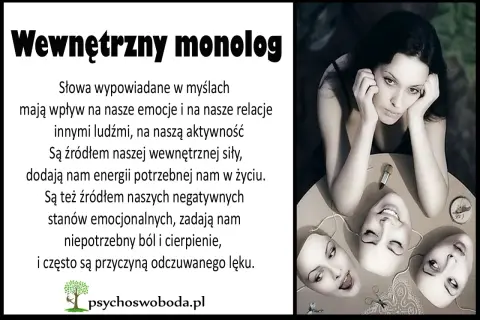 Kobieta zamyślona nad stołem, na którym leżą maski. Wewnętrzny monolog kształtuje nasze emocje i relacje.