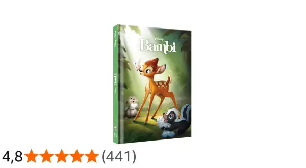Okładka DVD z bajką Bambi. Jelonek Bambi, królik i skunks bawią się w lesie.