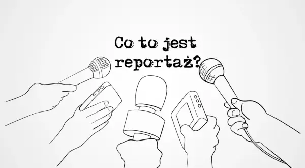 Ręce trzymają mikrofony i dyktafony, gotowe do nagrania reportażu.