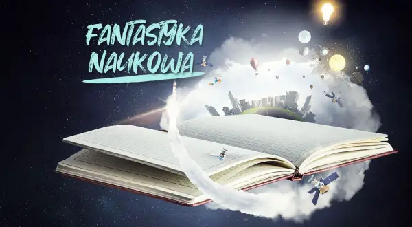 Otwarta księga wyrzuca w kosmos miasta, planety i rakiety. Fantastyka naukowa inspiruje do podróży międzygwiezdnych.