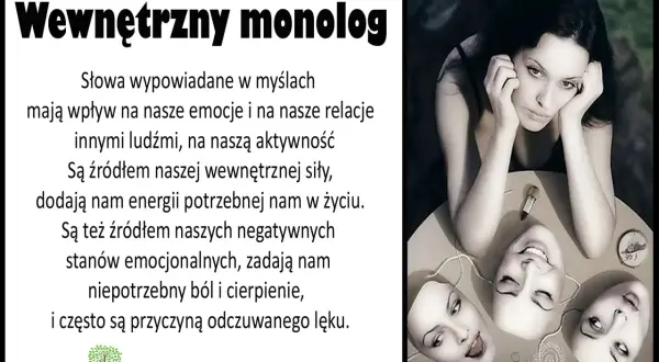 Kobieta zamyślona nad stołem, na którym leżą maski. Wewnętrzny monolog kształtuje nasze emocje i relacje.