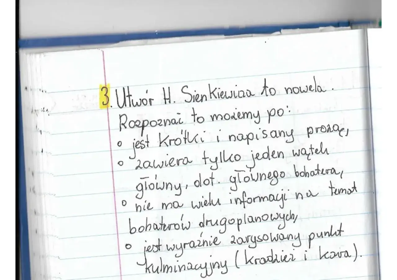Notatki o noweli Sienkiewicza, np. "Janko Muzykant streszczenie". Krótka forma, jeden wątek główny, brak informacji o bohaterach drugoplanowych, wyraźny punkt kulminacyjny.