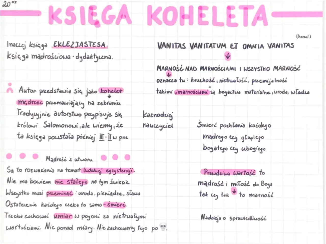 Księga Koheleta, czyli Eklezjastesa, to mądrościowe rozważania o ludzkiej egzystencji, przemijaniu i marności.
