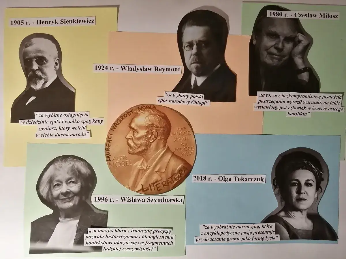 Polska ma 6 nagród Nobla: Sienkiewicz, Reymont, Miłosz, Szymborska, Tokarczuk i medal.