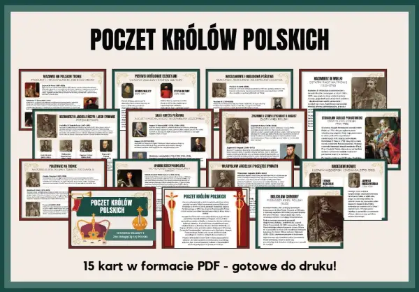 Poczet królów polskich: od Piastów po Poniatowskiego. Ilustrowana historia władców Polski, 15 kart PDF.