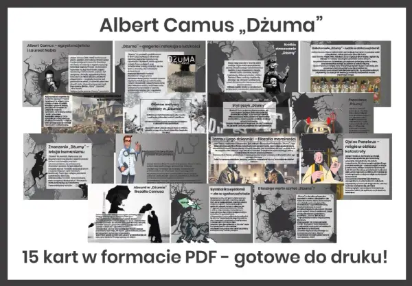 Bohaterowie „Dżumy” – ludzie w obliczu epidemii: doktor Rieux, Tarrou i inni. Ich postawy ukazują walkę z chorobą i ludzkie odruchy.