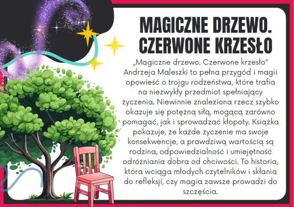 Magiczne drzewo i czerwone krzesło – streszczenie opowieści o magii, życzeniach i ich konsekwencjach.